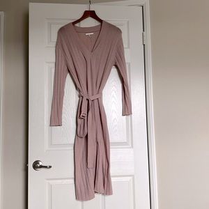 Pink Belted Sweater Dress